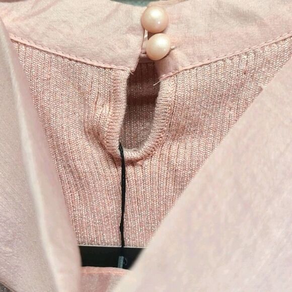 Nancy Pink Dust Sparkle Sweater Size Medium Bow NEW - Picture 9 of 9